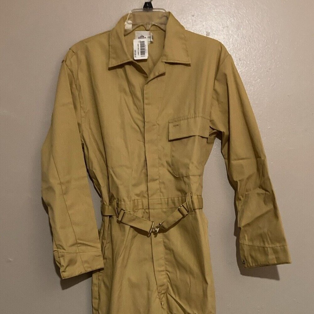 Riverside Belted Long Sleeve Jumpsuit in Gold Medium